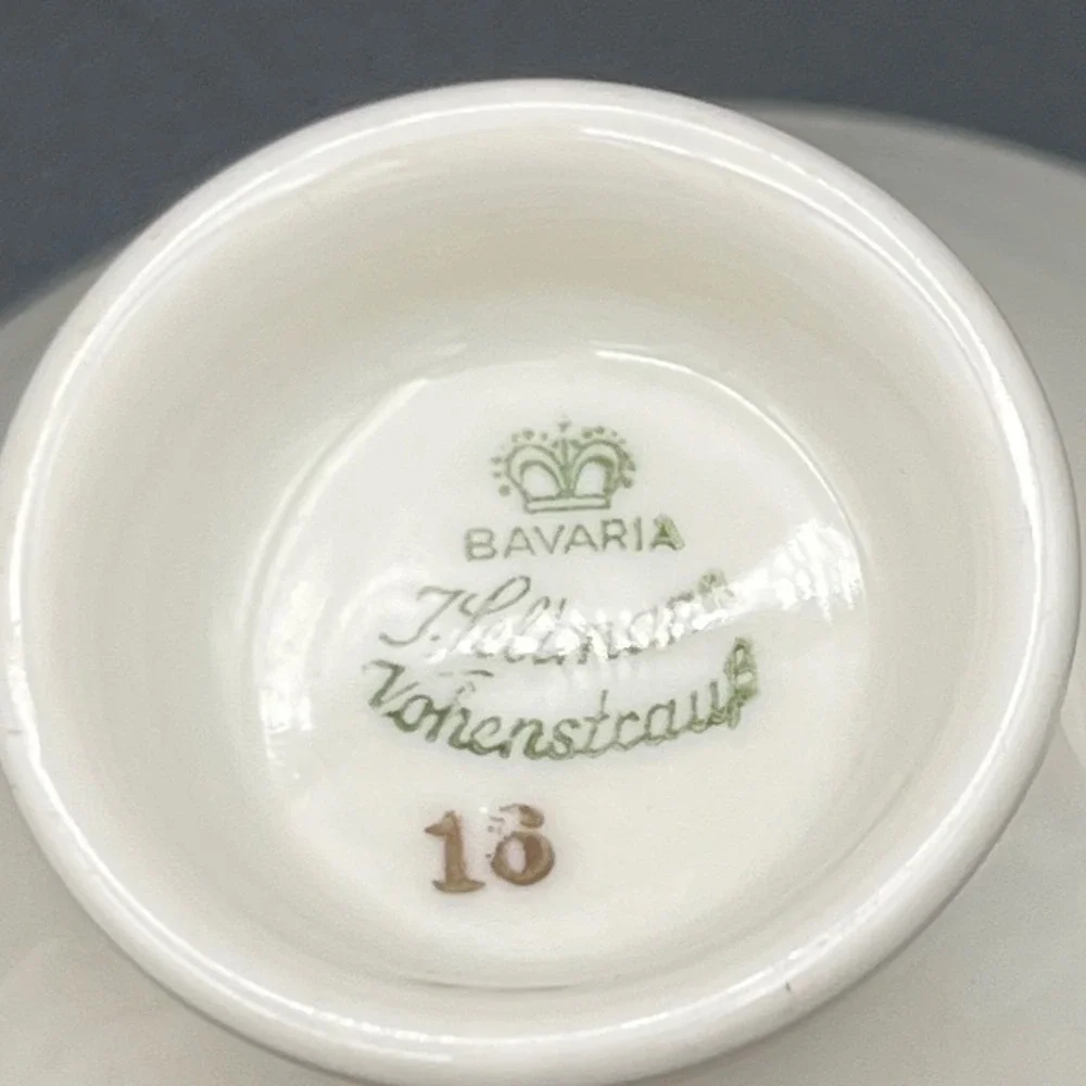 Seltmann Vohenstrauss Bavaria Porcelain Tea cup Set Trio Gold Geometric 3305 MCM